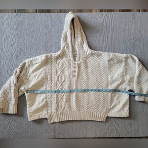 ♡ POL Cozy Cream Cable-Knit Hooded Sweater Medium B-5